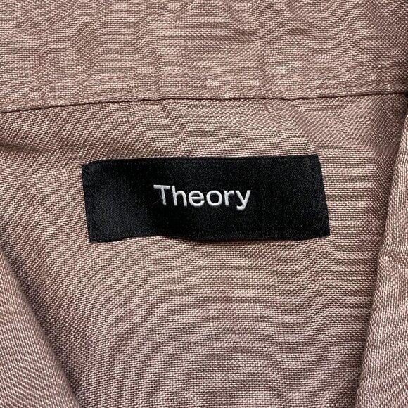 Theory Men’s Standard-Fit Linen Button-Down Shirt – Antler Red – - Picture 6 of 11